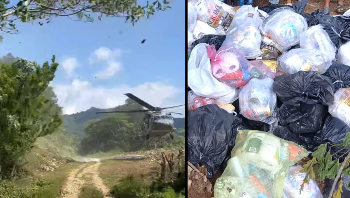 "¡Gracias, gracias!": así reaccionaron habitantes de comunidades aisladas e incomunicadas de Hidalgo ante llegada de víveres por puentes aéreos | VIDEOS