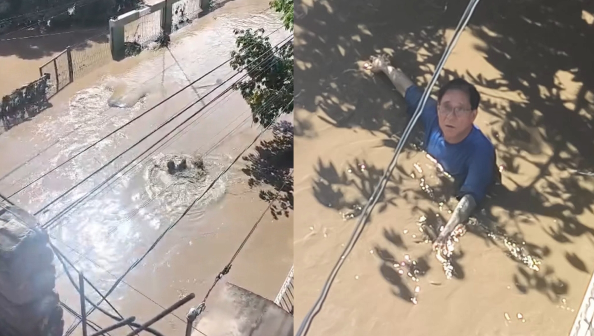 Hombre nadó entre escombros para salvar a su familia durante las inundaciones en Veracruz | VIDEO