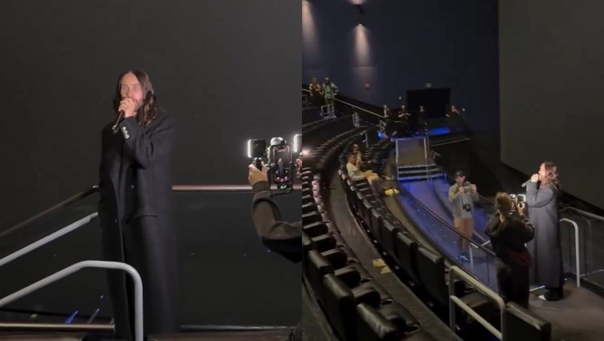 Jared Leto toma por sorpresa a fans durante una función de 'Tron: Ares' y la sala luce casi vacía |VIDEO