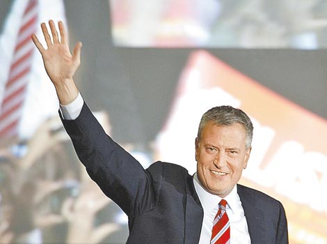 Bill de Blasio, de 52 años, fue votado incluso por muchos republicanos, seducidos por sus propuestas.