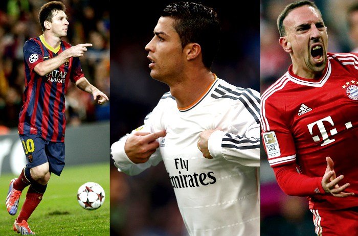 Messi, Ribéry y Cristiano Ronaldo 