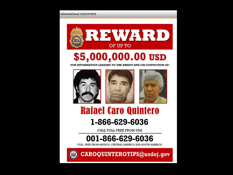 Pesquisa de Rafael Caro Quintero emitido por la DEA