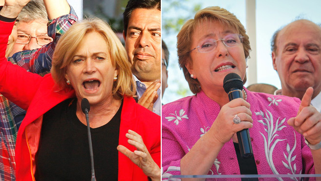 Evelyn Matthei (i) y Michelle Bachelet (d) se enfrentarán en una decisiva segunda vuelta el domingo por la presidencia de Chile