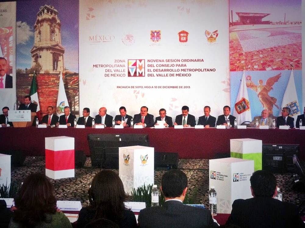 Novena sesión ordinaria del Consejo para el Desarrollo Metropolitano del Valle de México en Pachuca.