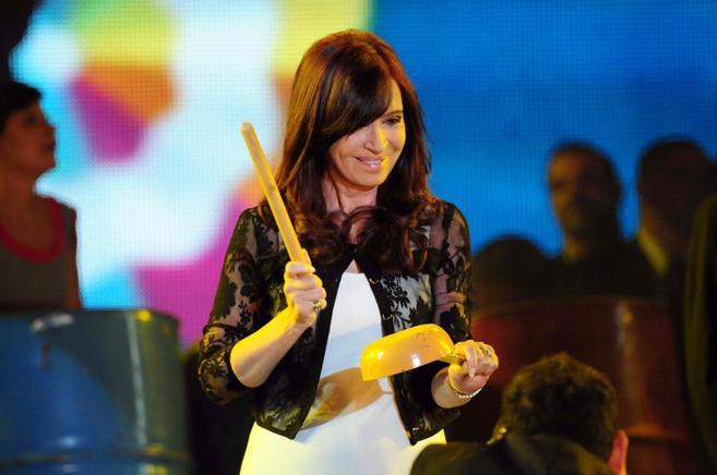 Cristina Fernández, en el reciente acto conmemorativo del regreso de la democracia a Argentina