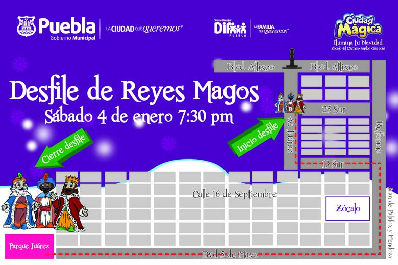 Mapa de recorrido que seguirá el contingente.