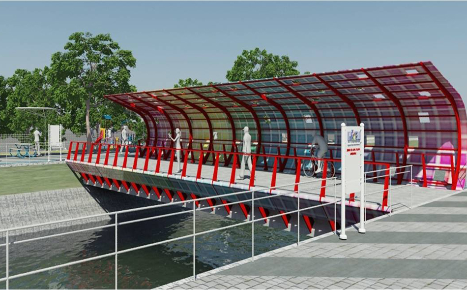 El puente peatonal que apoyará el cruce del canal.