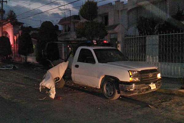 Restos de la patrulla en la que ocurrió la explosión del artefacto.