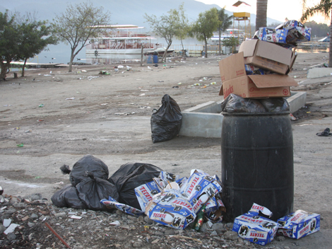 Los botes de basura estaban llenos. 