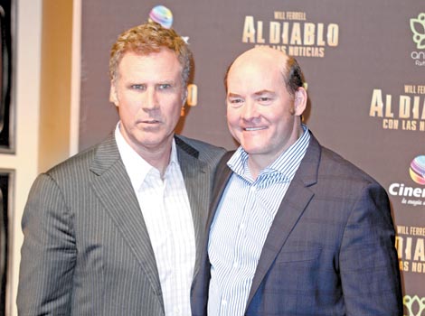 El protagonista del filme junto al también actor David Koechner.