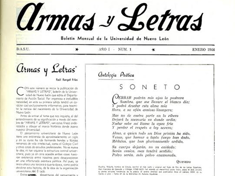 La primera publicación de Armas y Letras. 