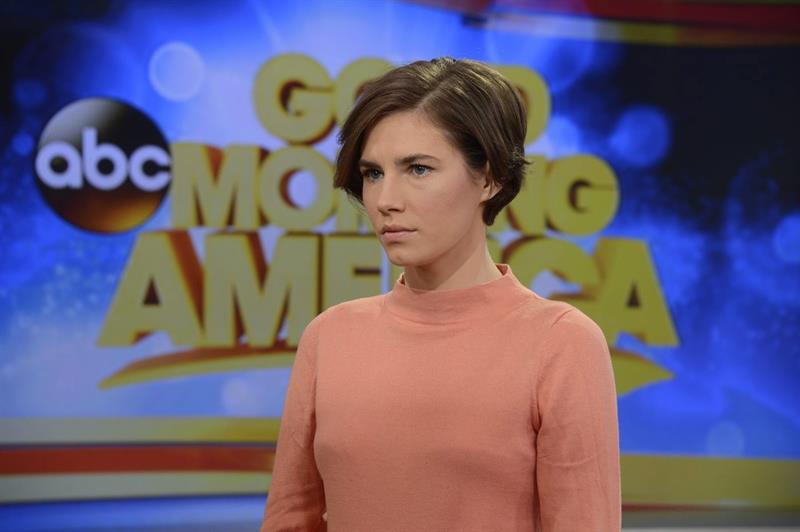 Amanda Knox durante la entrevista de hoy en el programa Good Morning America de la cadena ABC