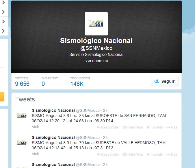 El Sismológico Nacional reportó los sismos la tarde de ayer miércoles 