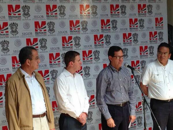 Durante la conferencia donde funcionarios federales anunciaron el arranque del Plan Integral de Desarrollo Social para Michoacán 