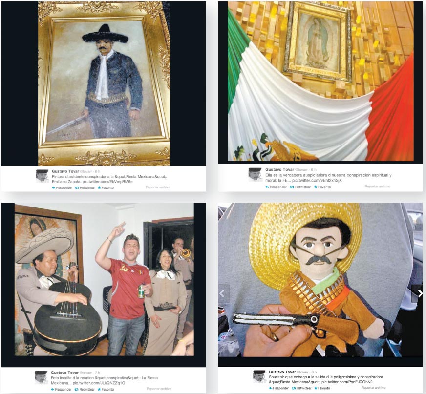 Imágenes de la cuenta de Gustavo Tovar en Twitter burlándose de los señalamientos chavistas.