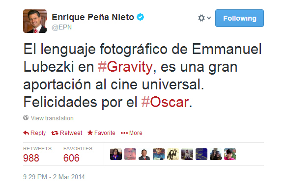 El mandatario felicitó a los ganadores vía Twitter.