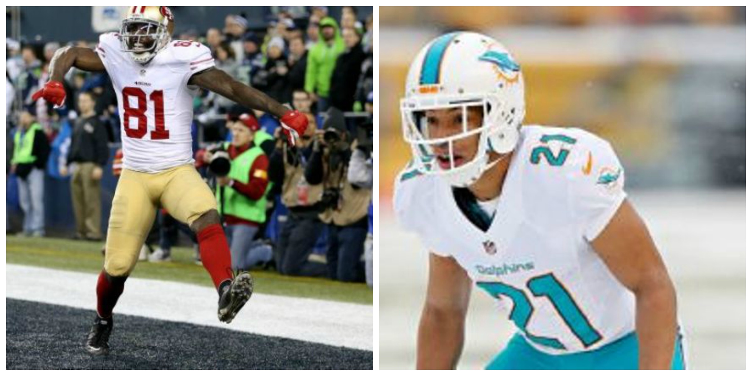 El WR Anquan Boldin y el CB Brent Grimes