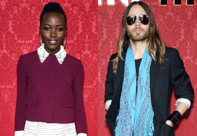 Lupita Nyong'o y Jared Leto a su llegada al desfile de la Semana de la Moda de París.