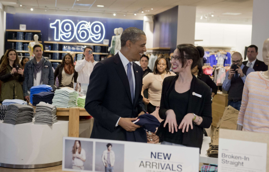 El presidente Obama recorrió un GAP en Nueva York
