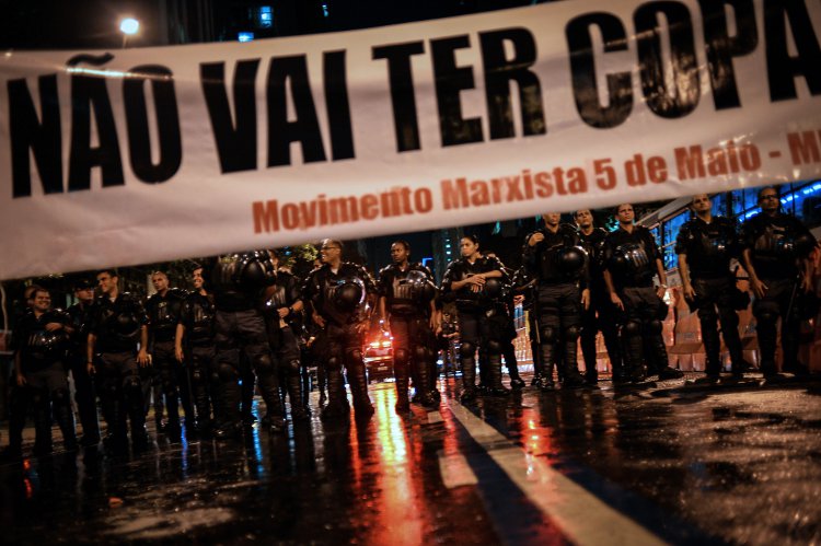 Protestas en Río de Janeiro contra la Copa del Mundo.
