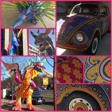 Los cuatro alebrijes y el Vochol formaron parte del programa cultural que México presentó como país invitado oficial en el marco de la Feria Internaci