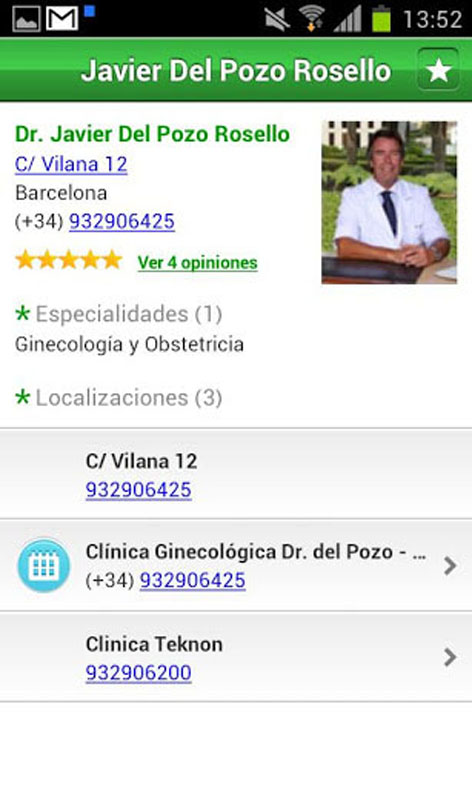 La aplicación también ofrece la posibilidad de contactar con el especialista y concertar una cita las 24 horas del día.