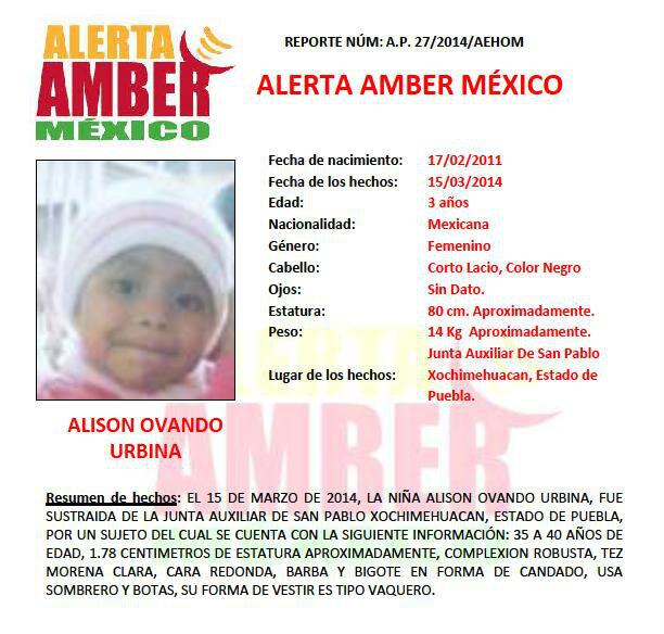 Niña que fue reportada como desaparecida el fin de semana.