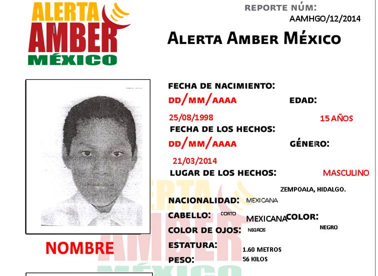 Emiten Alerta Amber.