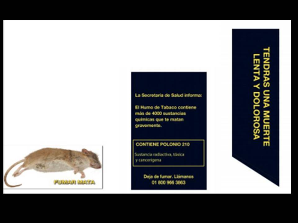 Este es un ejemplo de los nuevos mensajes e imágenes que contendrán las cajetillas de cigarro