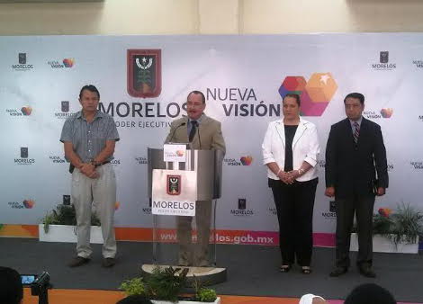 El secretario de Gobierno de Morelos durante la conferencia.
