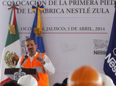 Marcelo Melchior, presidente ejecutivo de Nestlé México, durante el arranque de las obras en Ocotlán.