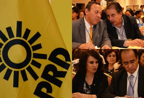 Jesús Zambrano, Jesús Ortega, Dolores Padierna y René Bejarano, durante el Consejo Nacional extraordinario del PRD.  
