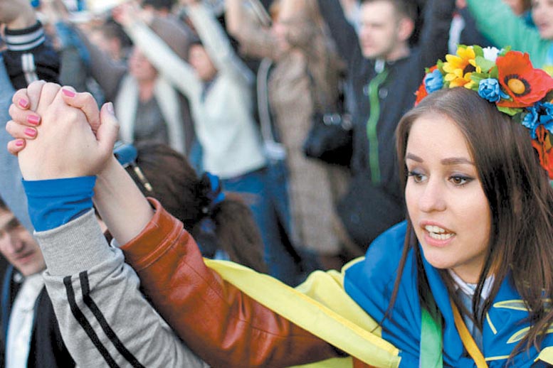Las manifestaciones en la ciudad de Donetsk continuaron ayer.