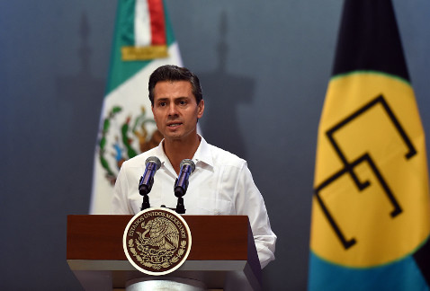 El presidente Enrique Peña Nieto durante la ceremonia de inauguración de la III Cumbre México-CARICOM.