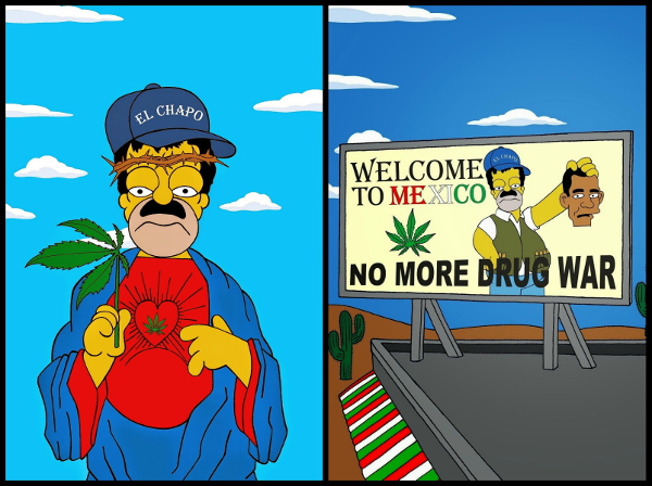 El artista italiano Alexsandro Palombo transformó a Homero Simpson como El Chapo Guzmán.