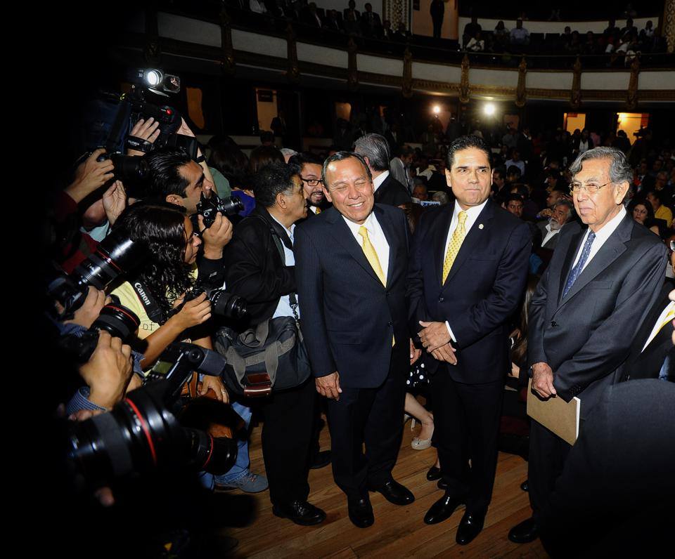 Jesús Zambrano, Silvano Aureoles y Cuauhtémoc Cárdenas. 