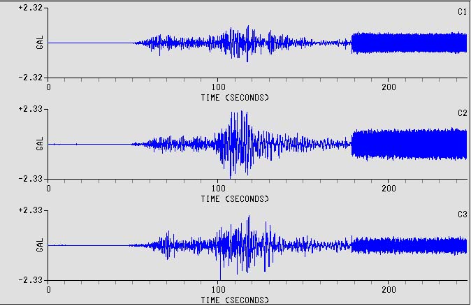 Imagen del acelerógrafo que detectó el movimiento telúrico.