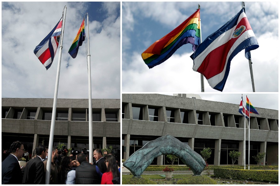 La Presidencia de Costa Rica izó la bandera gay previo al Día Internacional contra la Homofobia y la Transfobia.