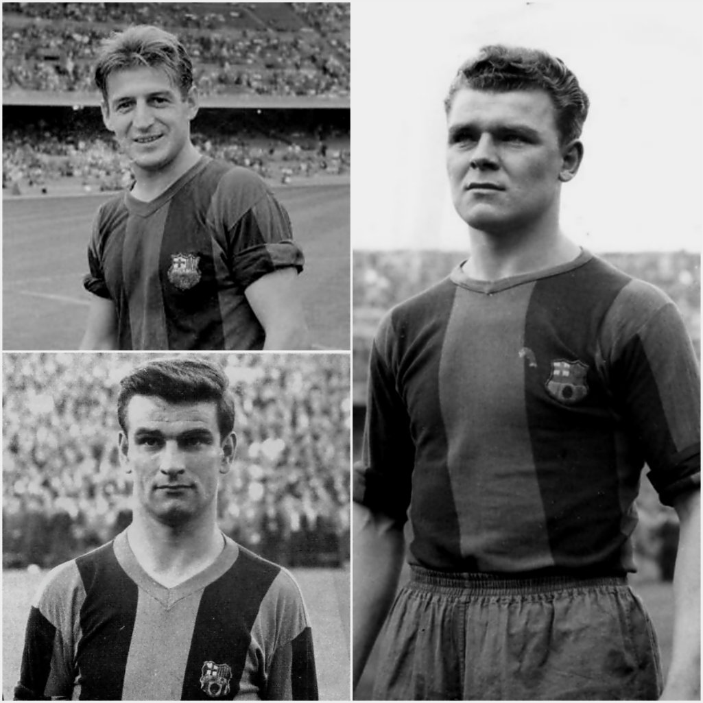 Ladislao Kubala, Zoltán Czibor y Sándor Kocsis jugadores del Barcelona 