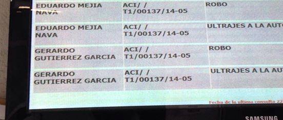 Así se veían los nombres de los detenidos en el MP antes de ser consignados.