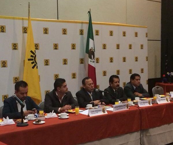 El presidente nacional del PRD, Jesús Zambrano, encabezó una conferencia de prensa acompañado de legisladores de su partido sobre su agenda de trabajo