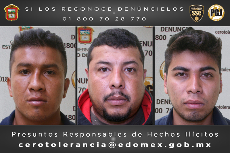 Los presuntos extorsionadores detenidos en el Estado de México.
