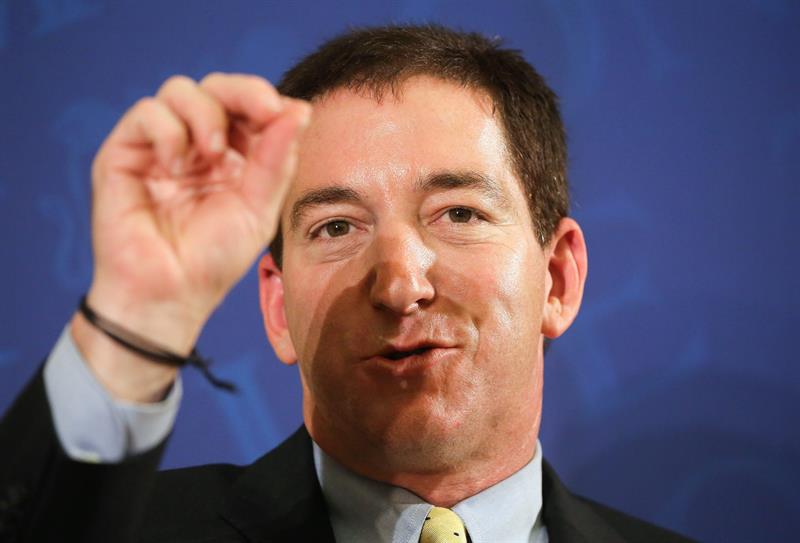 El periodista estadunidense, Glenn Greenwald, durante una reciente presentación de su libro sobre Snowden en Hamburgo, Alemania