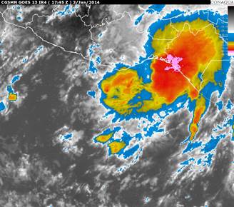 La depresión tropical “2-E” se intensificó por lo que se convirtió en la tormenta tropical “Boris”.