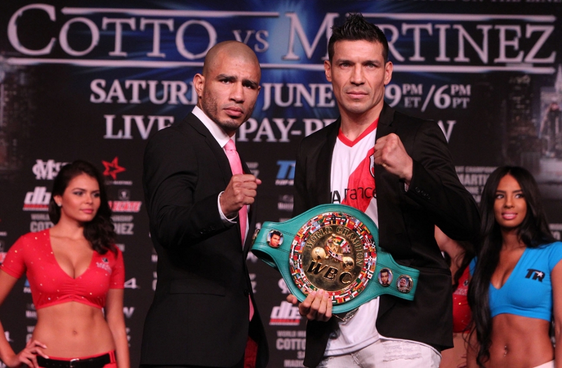 Sergio "Maravilla" Martínez, monarca peso mediano del Consejo Mundial de Boxeo (CMB), y el puertorriqueño Miguel Cotto, tricampeón mundial