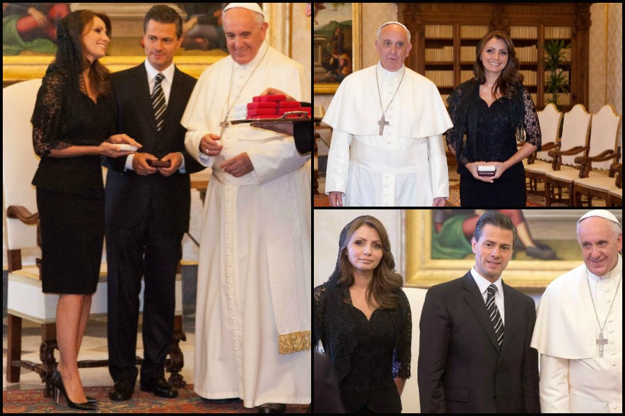 Durante el encuentro privado en el Vaticano del papa Francisco con el presidente Enrique Peña, la primera dama vistió un conjunto de blusa y falda de 