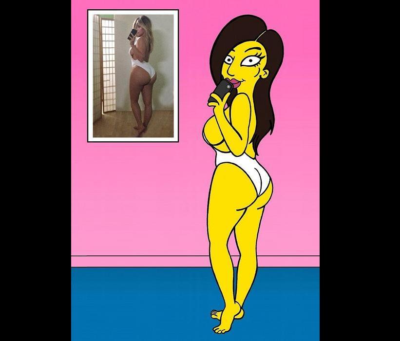 Kim Kardashian fue transformada como un personaje de Los Simpson, en una replica de su popular selfie. 