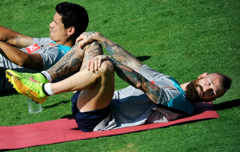 Raul Meireles futbolista de la selección de Portugal durante un entrenamiento.