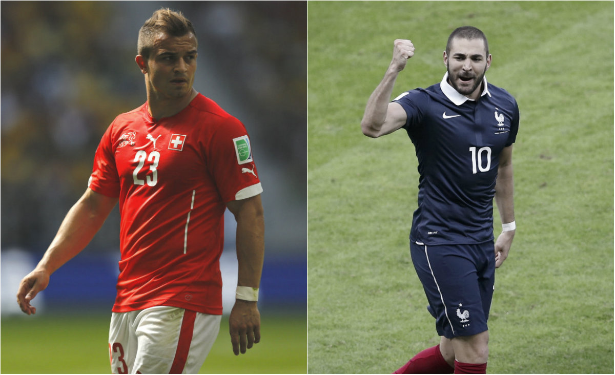  Xherdan Shaqiri (Suiza) y Karim Benzema (Francia) 