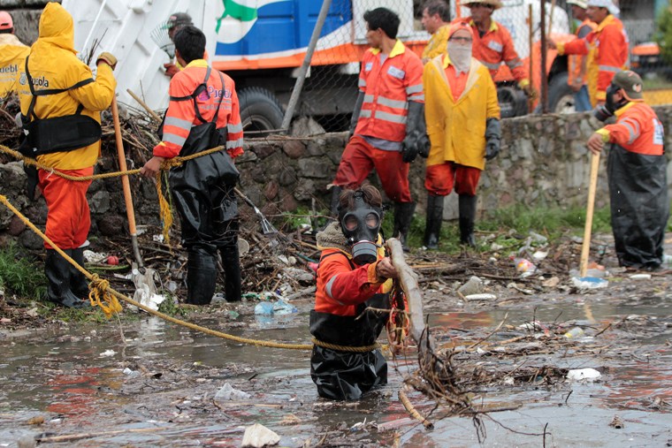 Elementos del ejercito mexicano, protección civil, bomberos de la policía estatal y trabajadores del servicio municipal de limpia, atendieron al menos